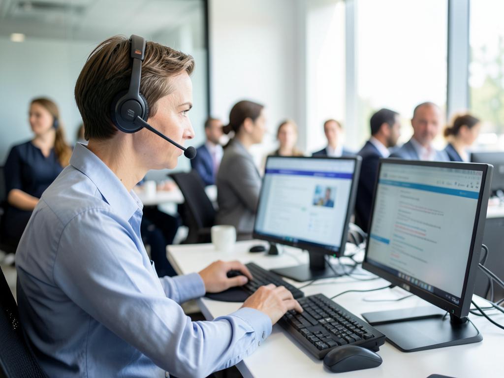 Klantenservicemedewerker aan het werk tijdens een shift via Staffyou