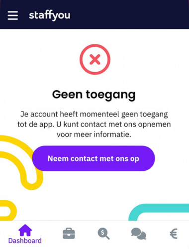 Staffyou account geblokkeerd